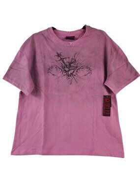 NEW Vitriol Rae Pink Dyed Graphic Tee Gothic-Inspired Design Size Medium